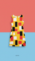 Sunbeam yellow graphic print shift dress