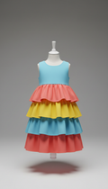 Coral pop layered party dress