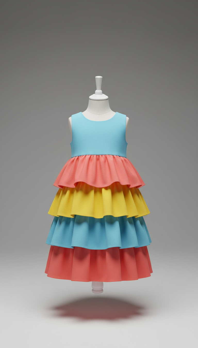 Coral pop layered party dress